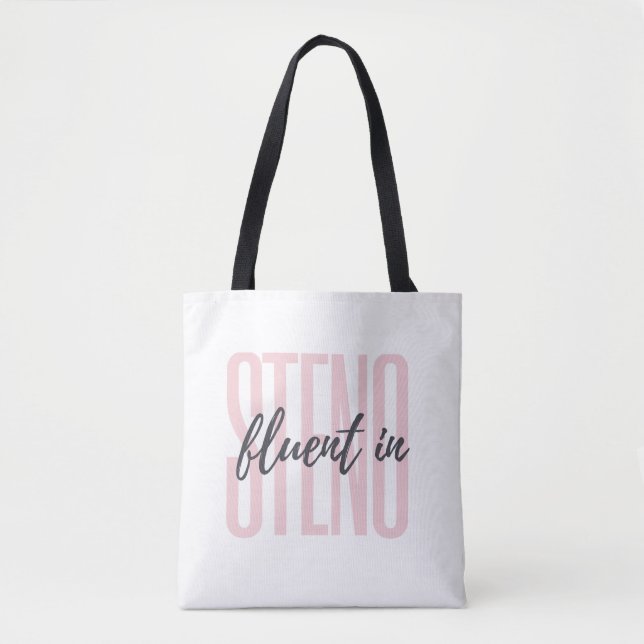 Fluent in steno tote bag (Front)