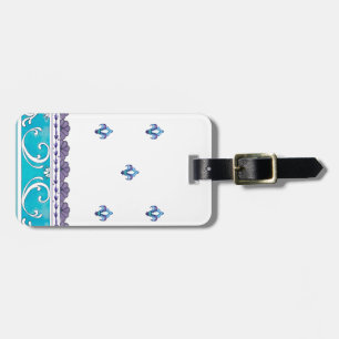 Fluer De Lis Blue Swirl Design Luggage Tag