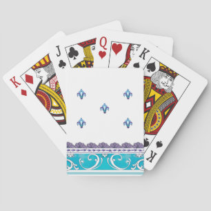 Fluer De Lis Blue Swirl Design Playing Cards