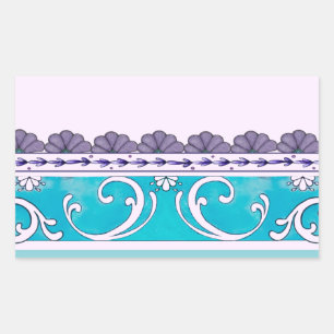 Fluer De Lis Blue Swirl Design Rectangular Sticker