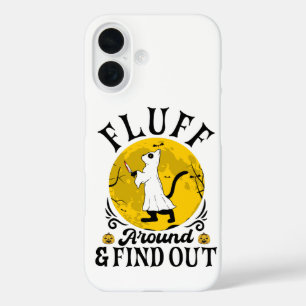 Fluff Around and Find Out, Scary Cat Halloween iPhone 16 Case