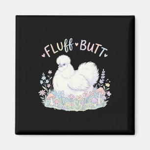 Fluff Butt Silkie Chicken Cute Cottagecore Mushroo Magnet