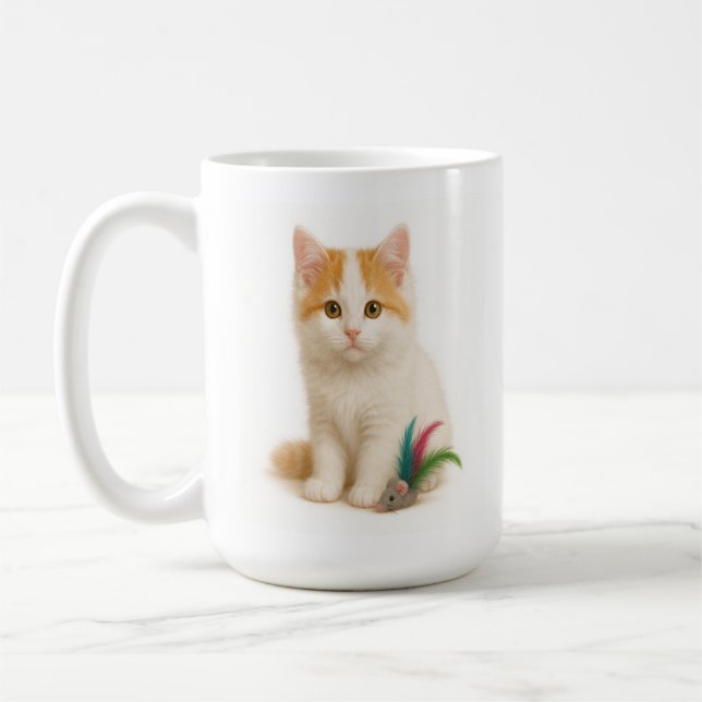 Fluff & Feather – Turkish Van Kitten Coffee Mug (Left)
