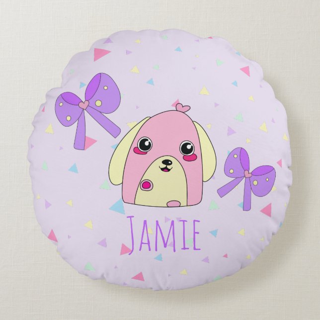 Fluff Heart the Cute Dog Throw Pillow (Front)