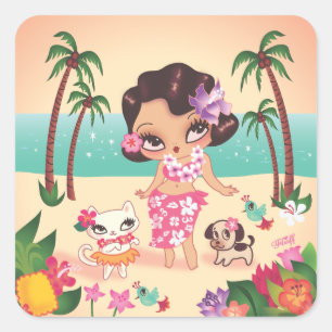 Fluff Hula Lulu Scene Sticker Set
