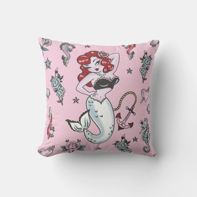 Fluff Molly Mermaid Pink Pillow (Front)