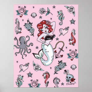 Fluff Molly Mermaid Poster- pink Poster