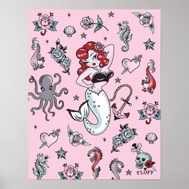 Fluff Molly Mermaid Poster- pink Poster (Front)