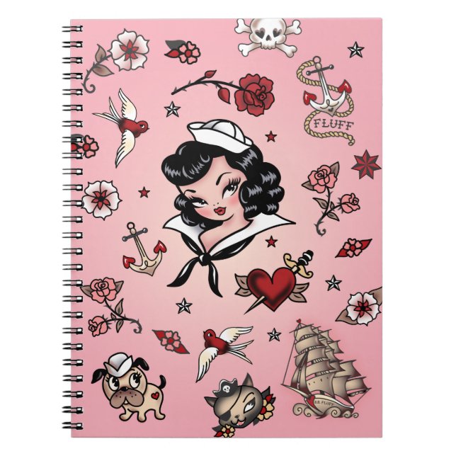Fluff Suzy Sailor Notebook in Pink (Front)