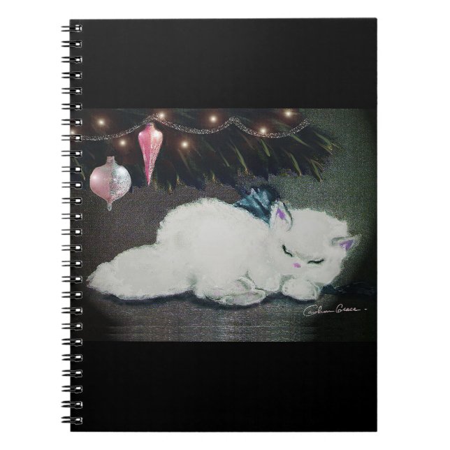 Fluff the Kitten sleeping under the tree. Notebook (Front)