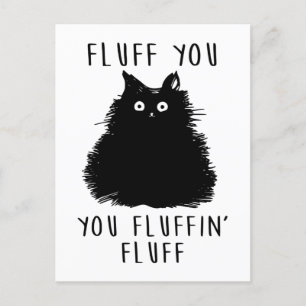 Fluff You Black Cat Drawing Postcard