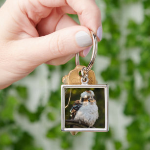 Fluffed up laughing kookaburra key ring