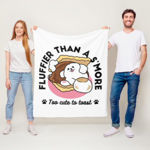 Fluffier Than a S’more – Cute Dog and Dessert Pun  Fleece Blanket