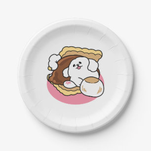 Fluffier Than a S’more – Cute Dog and Dessert Pun Paper Plate