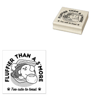 Fluffier Than a S’more – Cute Dog and Dessert Pun  Rubber Stamp