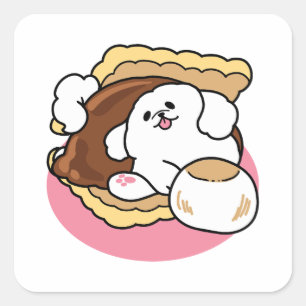 Fluffier Than a S’more – Cute Dog and Dessert Pun  Square Sticker