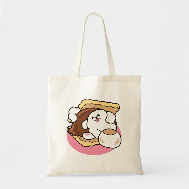Fluffier Than a S’more – Cute Dog and Dessert Pun  Tote Bag (Front)