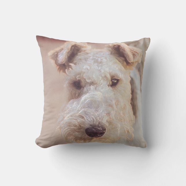 Fluffy Airedale Welsh Terrier Type Dog Puppy Cushion (Front)