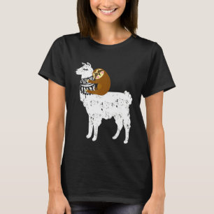 Fluffy Animal Sloth Riding Llama  for Kids T-Shirt