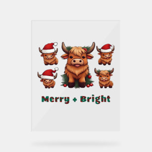 Fluffy Baby Highland Cow Drink Coffee Oversized T- Acrylic Sign