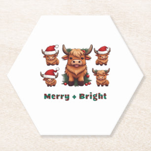 Fluffy Baby Highland Cow Drink Coffee Oversized T- Paper Coaster