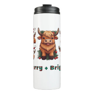 Fluffy Baby Highland Cow Drink Coffee Oversized T- Thermal Tumbler