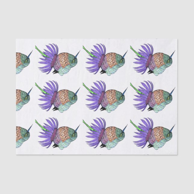 Fluffy Baby Hummingbird Tissue Paper (Front)