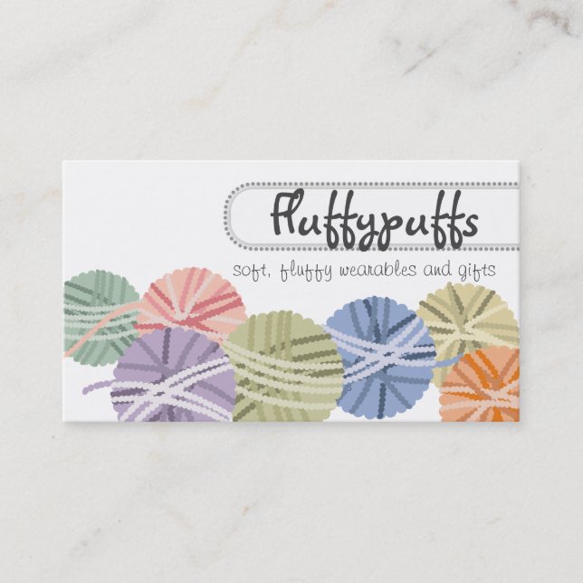 Fluffy balls of yarn knitting knitter crochet business card (Front)