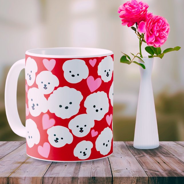 Fluffy Bichon and Hearts Mug (Creator Uploaded)