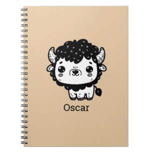 Fluffy Bison Baby - Kawaii Farm Animal Art Notebook