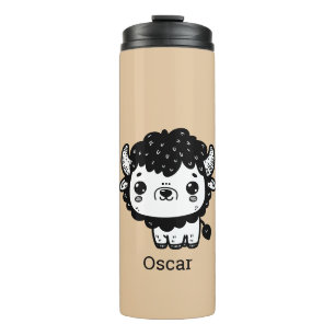 Fluffy Bison Baby - Kawaii Farm Animal Art Thermal Tumbler