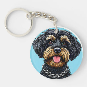 🔑 Fluffy Black Dog Gift For Pet Lovers 🐾 Key Ring