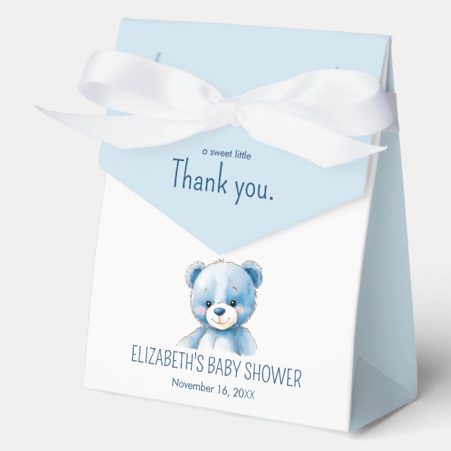 Fluffy blue bear  Favour Box (Front)