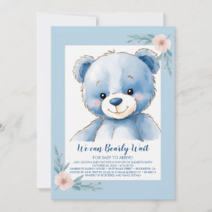 Fluffy blue bear invitation