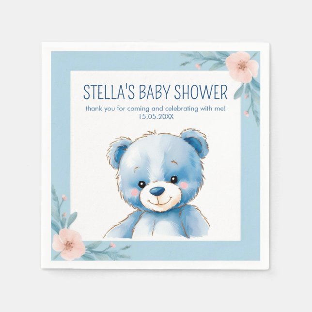 Fluffy blue bear  napkin (Front)