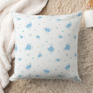 Fluffy Blue Clouds & Confetti Swirls Pattern Cushion