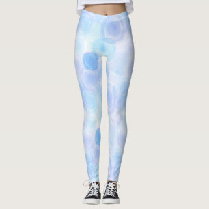 Fluffy Blue Roses Floral Pattern Leggings