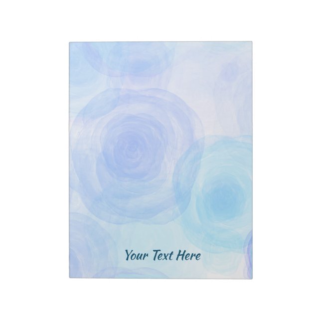 Fluffy Blue Roses Floral Pattern Notepad (Rotated)
