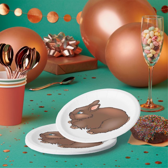 Fluffy Brown Bunny Rabbit Adorable Animal Paper Plate (Creator Uploaded)