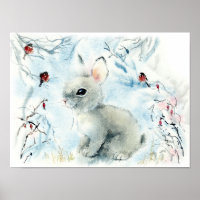 Fluffy Bunny In The Snow