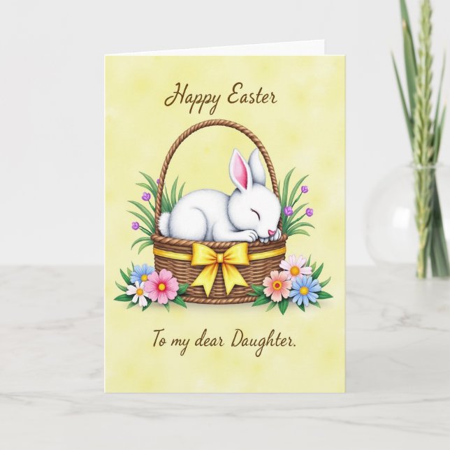 Fluffy Bunny Spring Basket Card (Front)