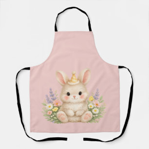 Fluffy Bunny Wildflower Design for Charming Garden Apron