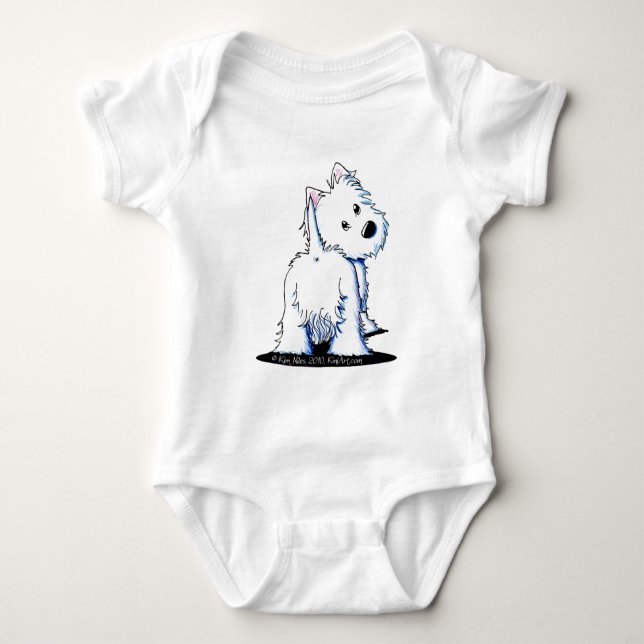 Fluffy Butt Westie Baby Bodysuit (Front)