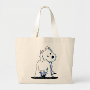 Fluffy Butt Westie Large Tote Bag