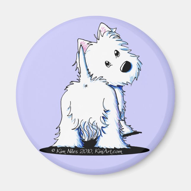 Fluffy Butt Westie Magnet (Front)