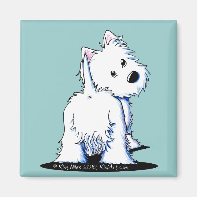 Fluffy Butt Westie Magnet (Front)
