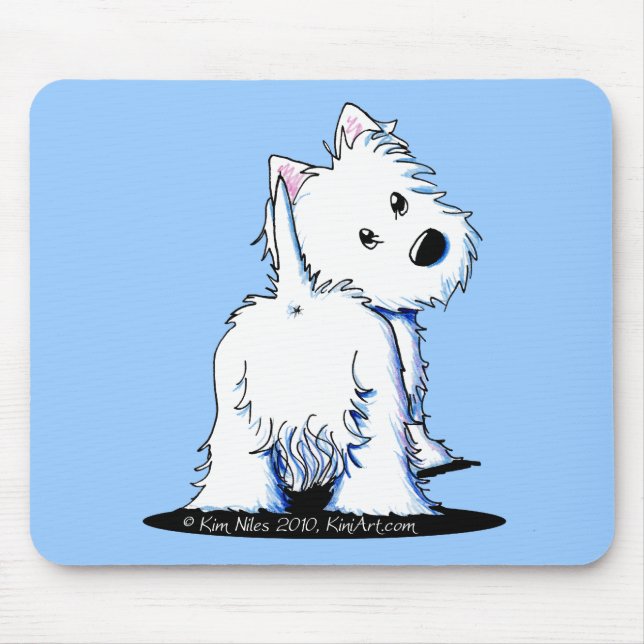 Fluffy Butt Westie Mouse Mat (Front)