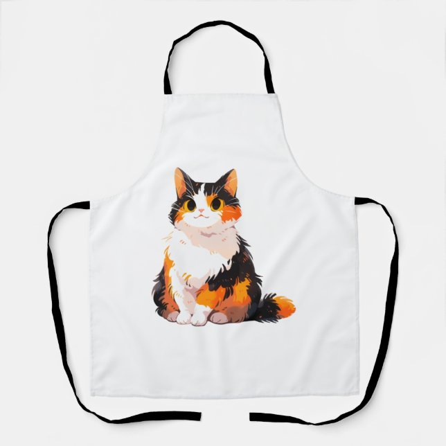 Fluffy Calico Cat   Apron (Front)