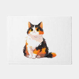 Fluffy Calico Cat Doormat