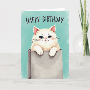 Fluffy Cat Birthday Card